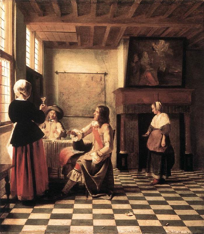 HOOCH, Pieter de A Woman Drinking with Two Men s France oil painting art